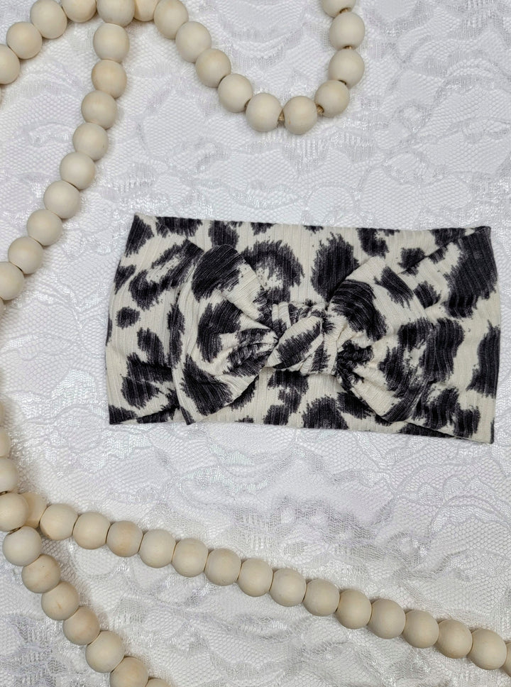 Cream Leopard Big Bow Headwrap