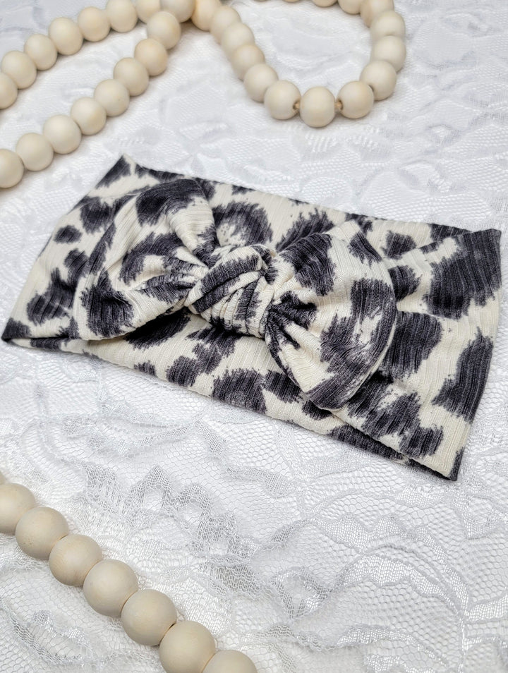 Cream Leopard Big Bow Headwrap