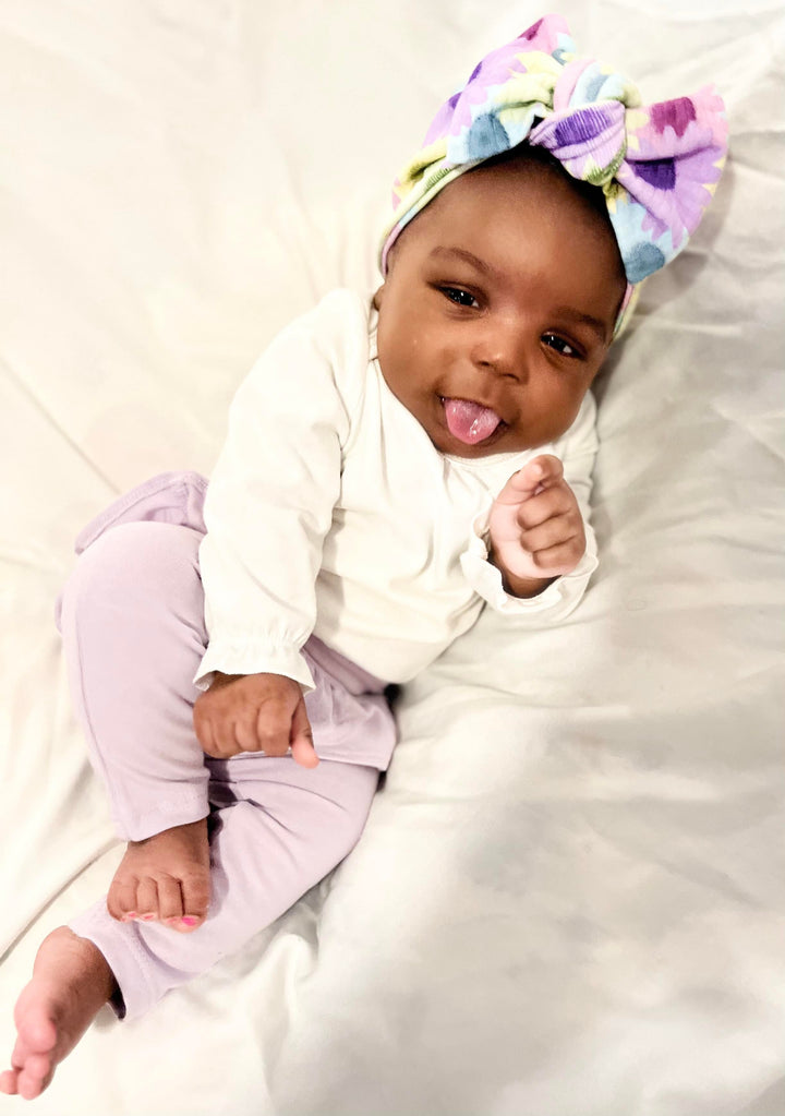 Black Hearts on White Chunky Knot Headwrap