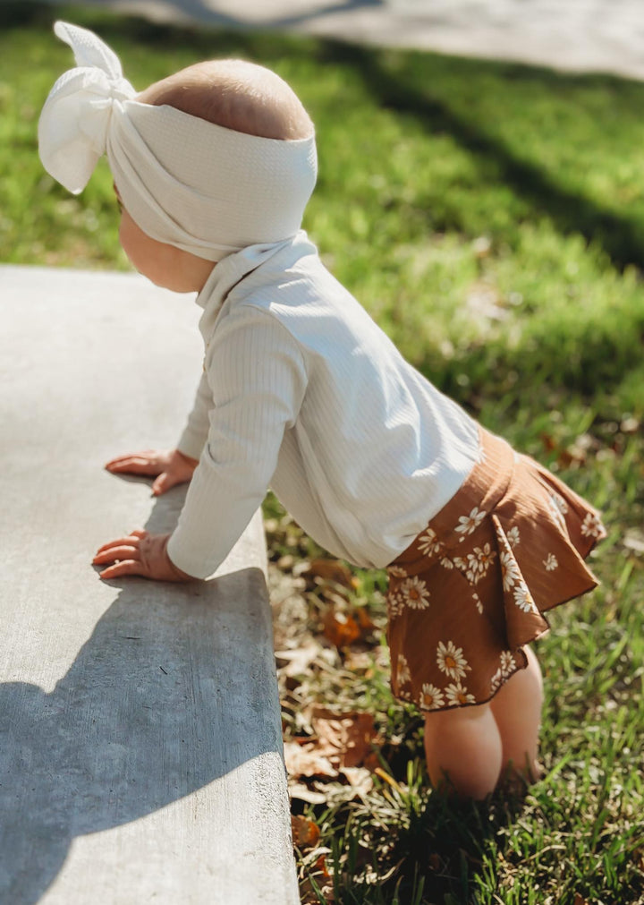 Denim Floral Eyelet Skirted Bummies