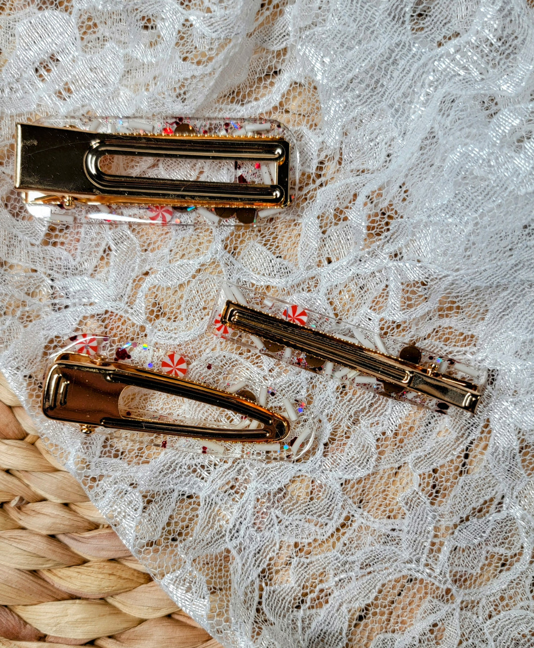 Pink Gingerbread Resin Hair Clips