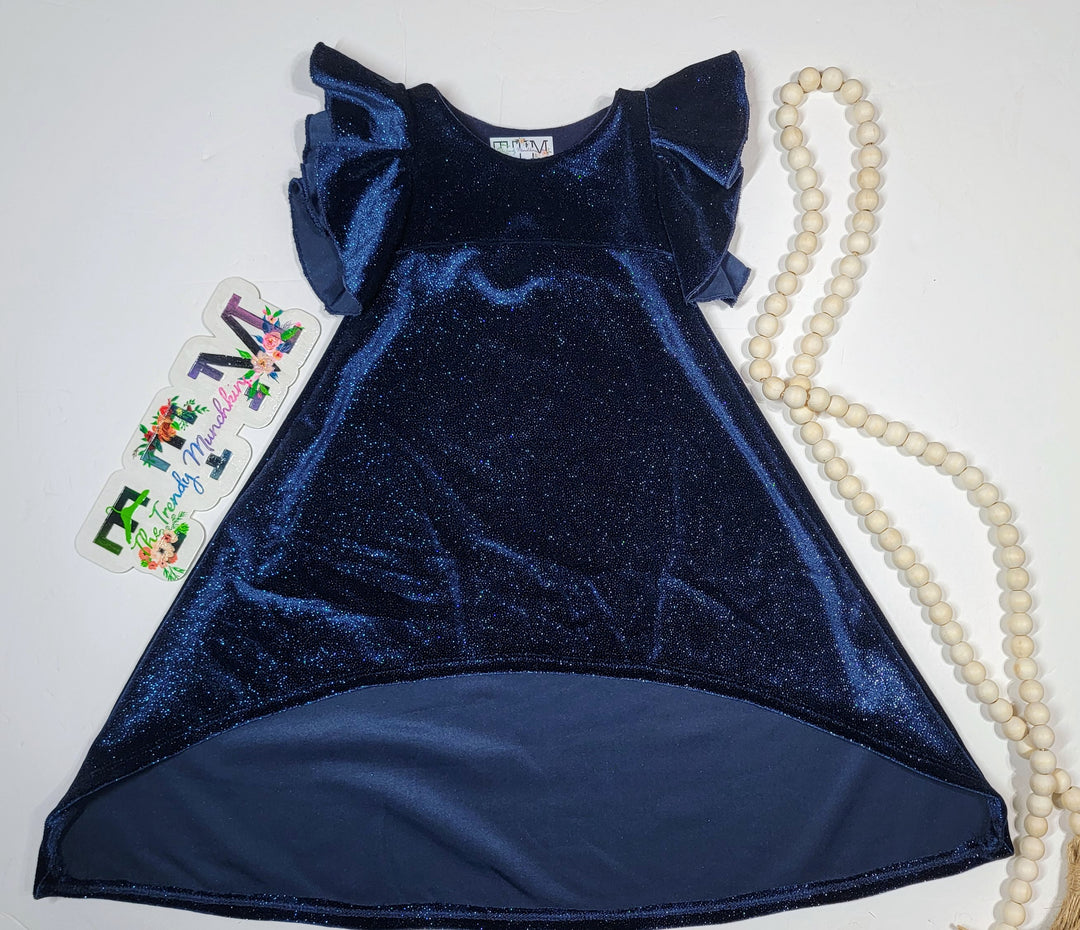 Navy Sparkle Velvet Sophie Dress