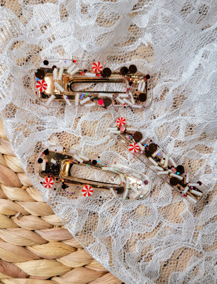 Peppermint Candy Resin Hair Clips