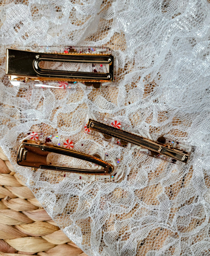 Peppermint Candy Resin Hair Clips