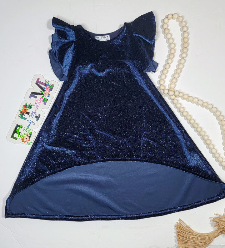 Navy Sparkle Velvet Sophie Dress