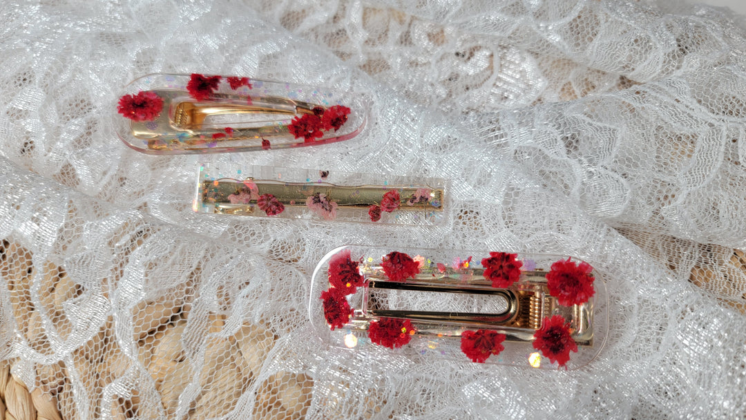 Real Flowers Resin Hair Clips