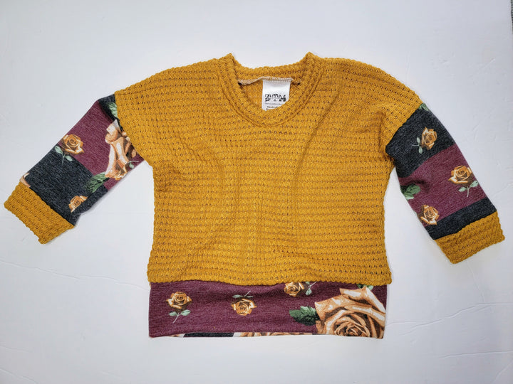 Mustard Floral Sicily Dolman Top/Sweater